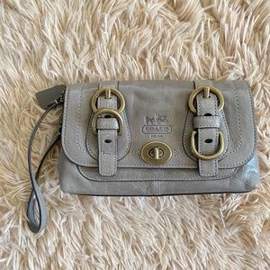 Coach Gray Buckle Wristlet Clutch